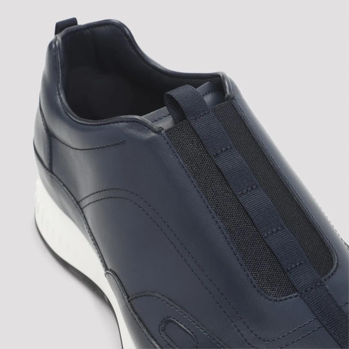 Thumbnail - John Lobb Low-Top Sneaker - Navy Blue Leather Sneakers With Almond Toe - Gr. 9 - in Grau - für Damen