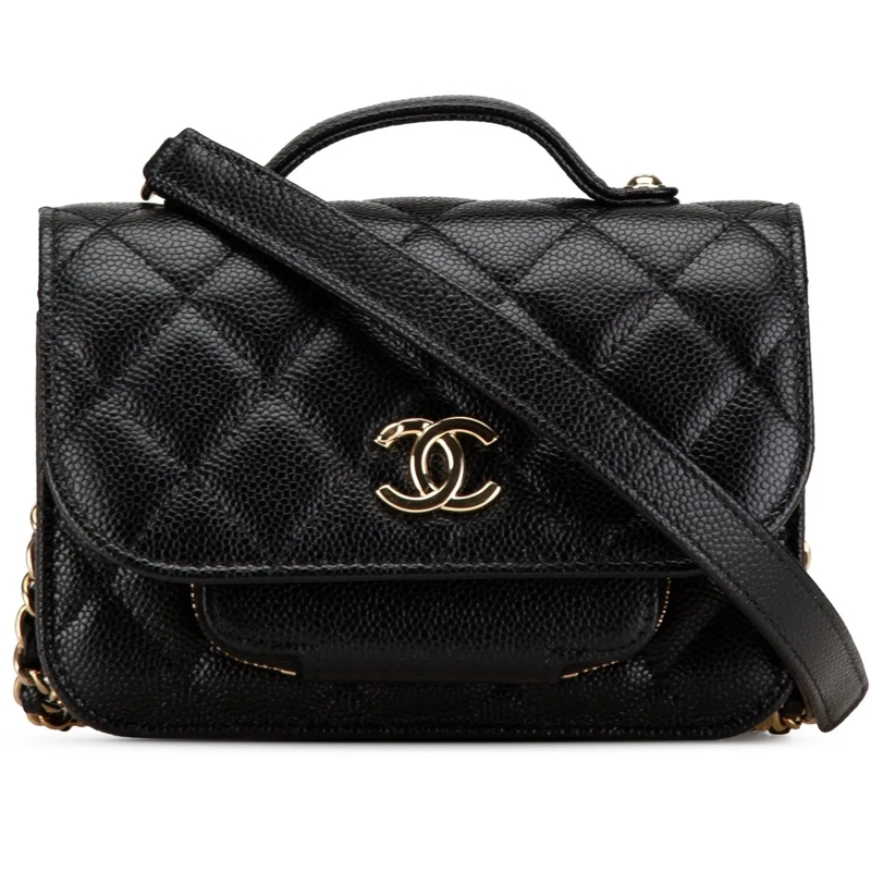Chanel Fourre-tout Mini Caviar Business Affinity Top Handle Bag schwarz