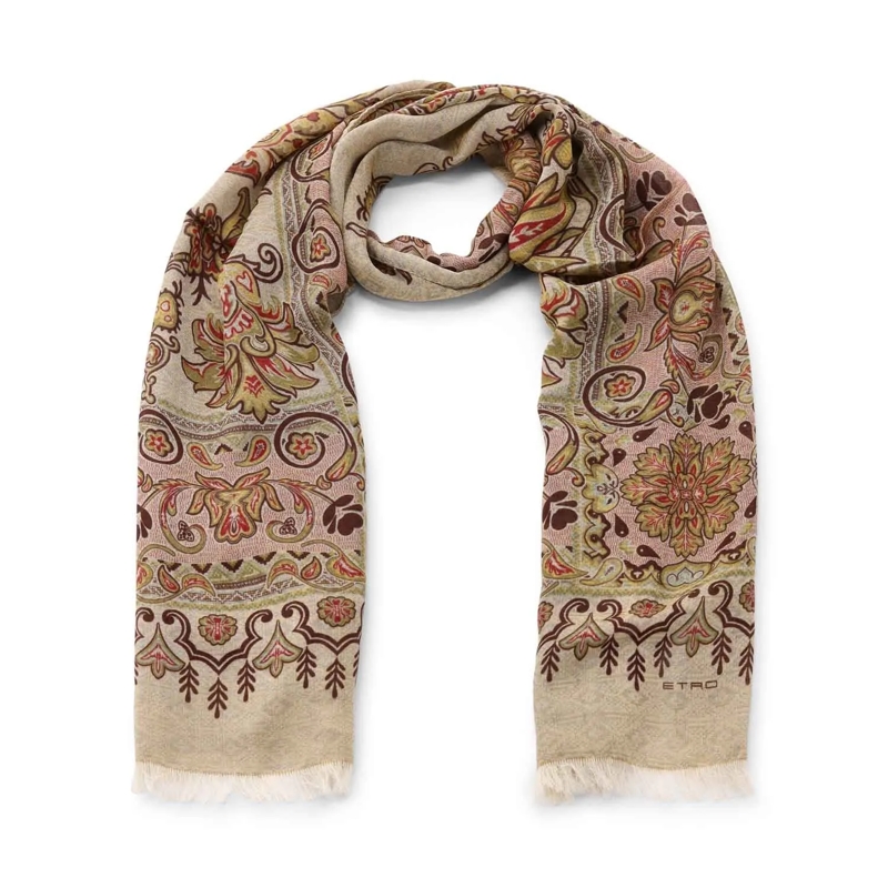 Etro Écharpe légère Schal mit Paisley-Muster Beige