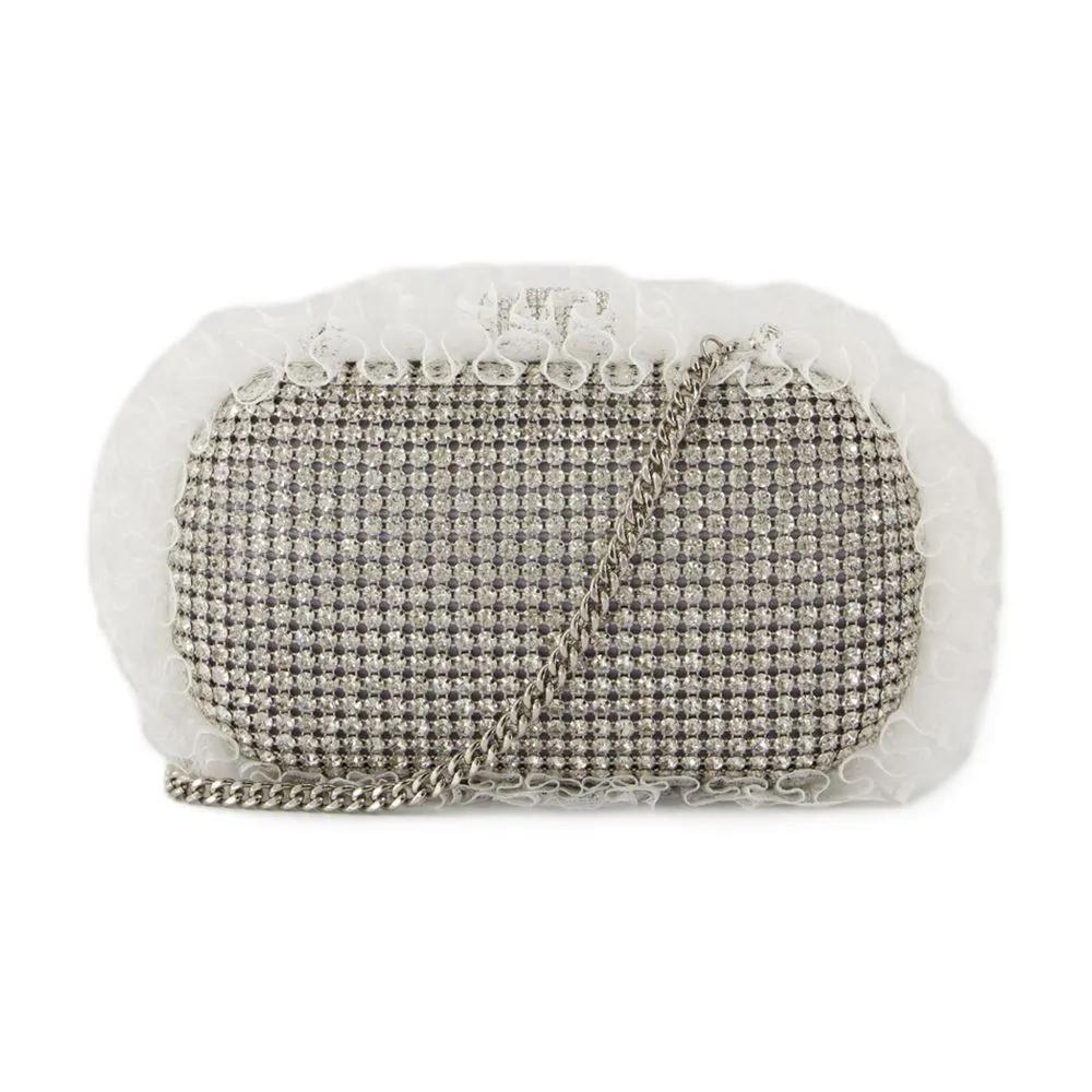 Self-portrait Clutches Crystal Lace Detail Clutch Synthetic Silver in zilver