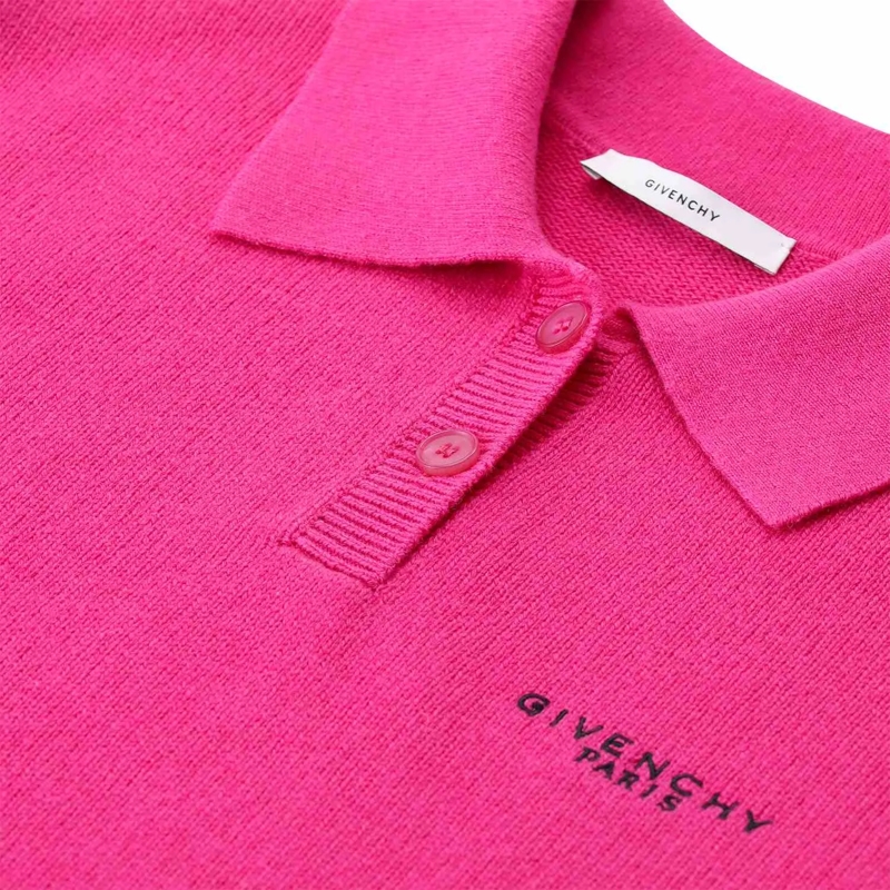 Givenchy Poloshirt Kurzarmpullover aus Wolle & Kaschmir pink(Image 4)