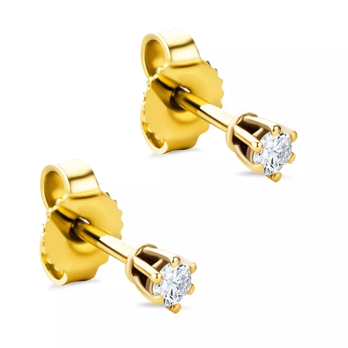 DIAMADA 9KT 0.12ct Diamond Earring Yellow Gold Orecchini a bottone