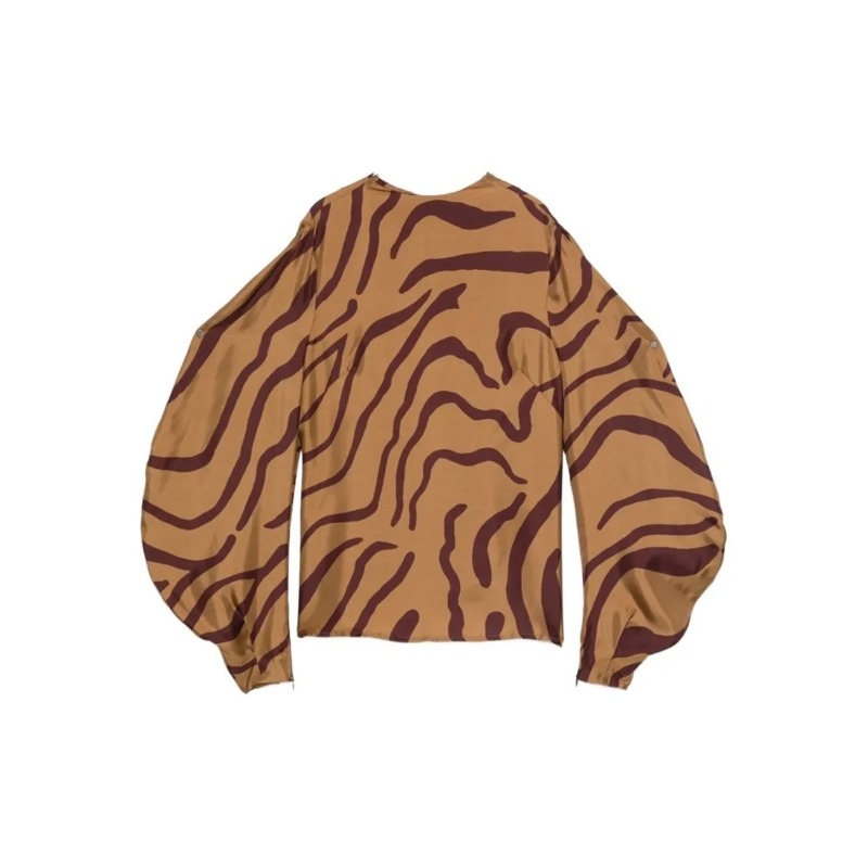 RAQUEL DINIZ Overhemd Beige Silk Shirt Neutrals