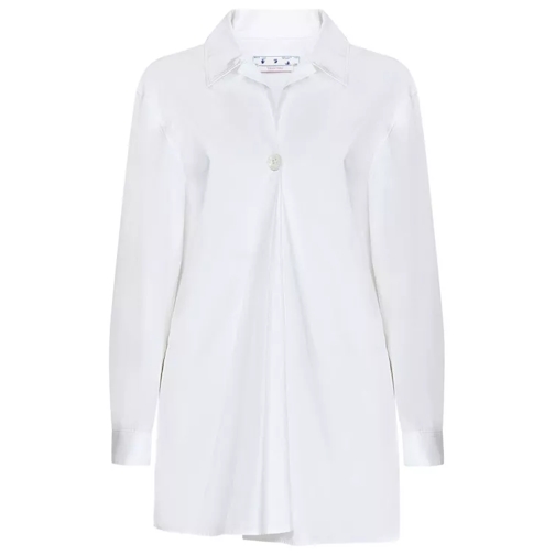 Off-White Long White Cotton Poplin Long-Sleeved Shirt White Camicie