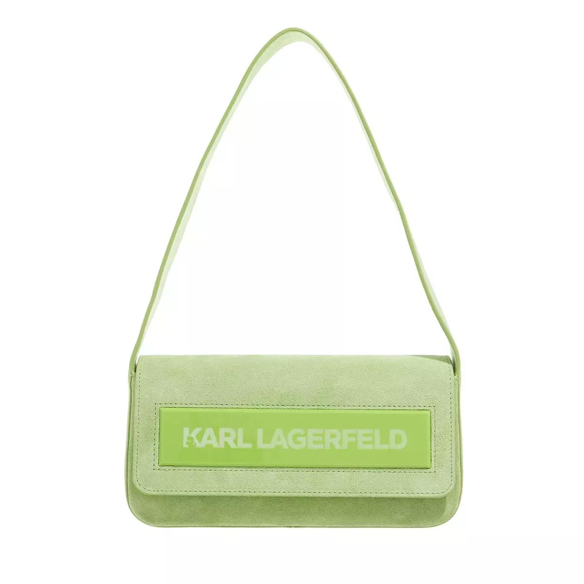 Karl Lagerfeld Hobo Bags - Essential K Md Flap Shb Sued - Gr. unisize - in Grün - für Damen