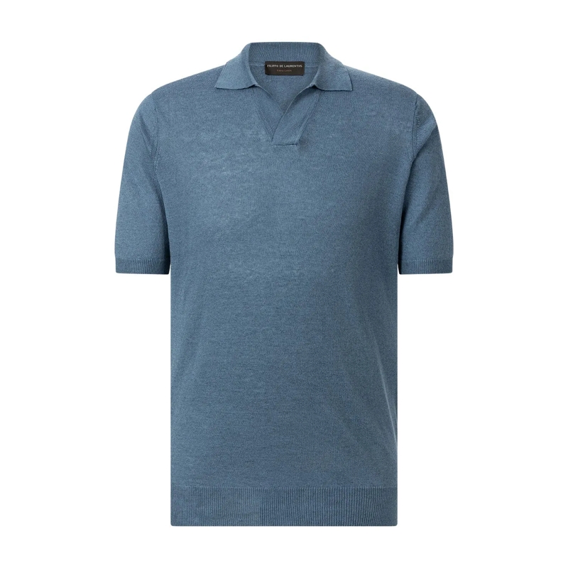 FILIPPO DE LAURENTIIS Poloshirt Poloshirt aus Baumwolle & Leinen blau(Image 3)