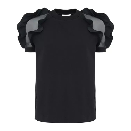 Alexander McQueen Black Sheer-Sleeve T-Shirt Black 