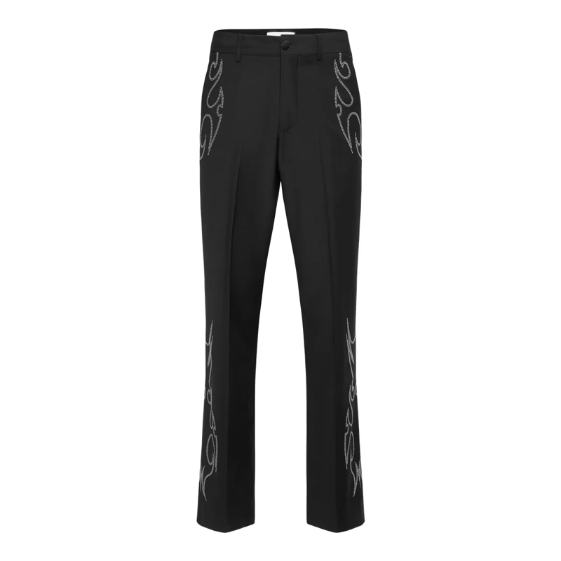 Philipp Plein Hose Wide Leg Trousers Stud-Embellished schwarz