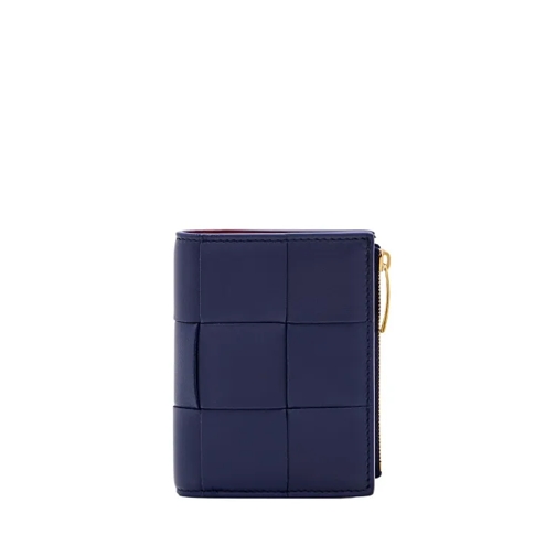 Bottega Veneta Bi-Fold Portemonnaie Small Bi-Fold Bicolor Leather Wallet Blue