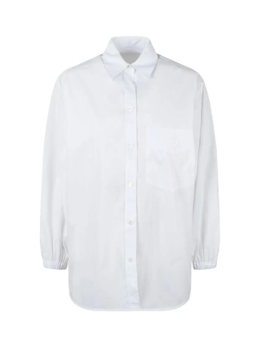 Thumbnail - Herno - White Cotton Poplin Oversized Shirt With Pointed C - Größe 44 - weiß