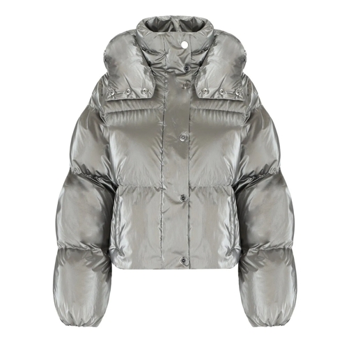 Elisabetta Franchi Daunenjacken ELISABETTA FRANCHI STEEL KURZE WATTIERTE JACKE MIT silber