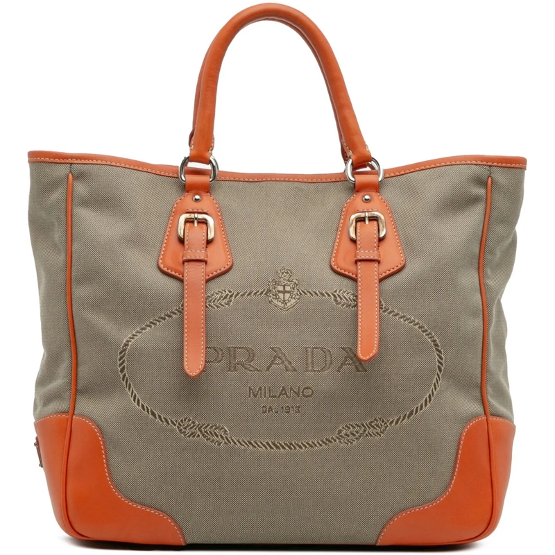 Prada Schultertasche Canvas Canapa Logo Convertible Tote braun