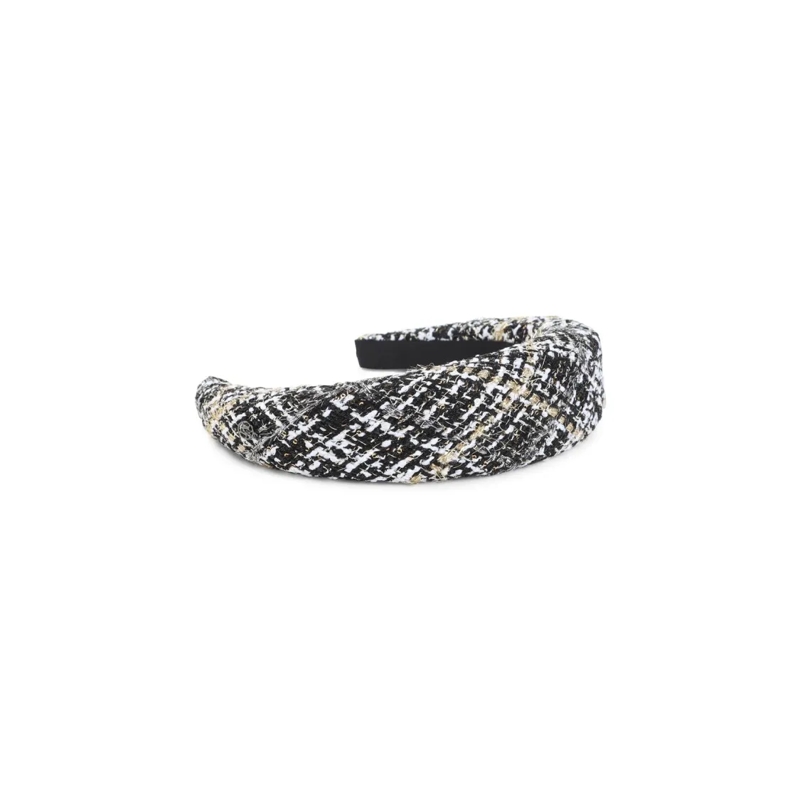 Maison Michel Haarklammer Textured Tweed Headband With Metallic Accents Grey