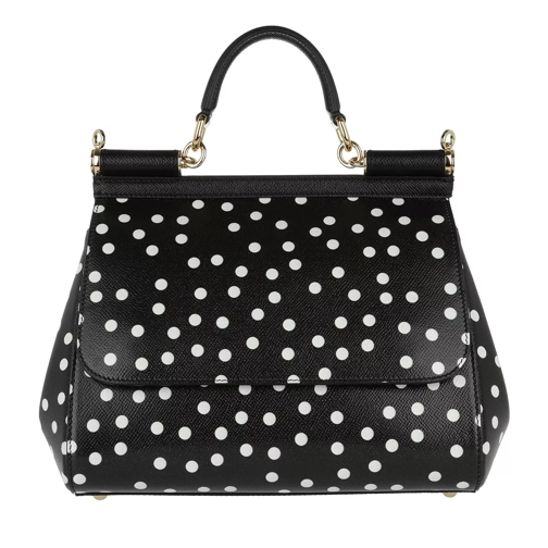 Dolce&Gabbana Dauphine Bag White Polka Dots Black Rymlig shoppingväska