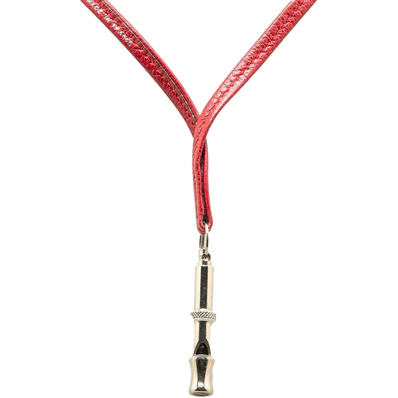 Hermès Collier moyen Leather Ultrasonic Dog Whistle Necklace rot