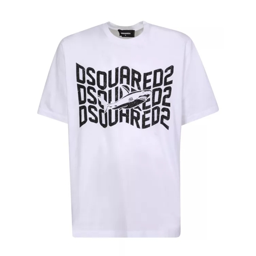 Dsquared2 White Shark Logo T-Shirt Neutrals T-shirts