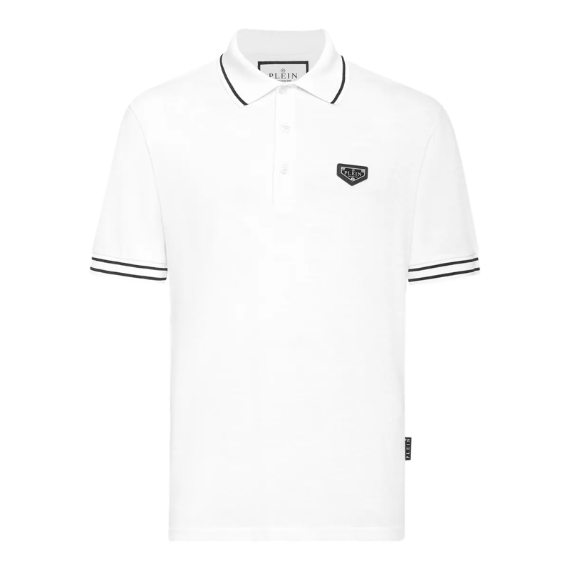 Philipp Plein Top Poloshirt Ss Monogram weiss