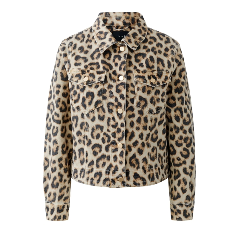 Oui Daunenjacke Jeansjacke braun