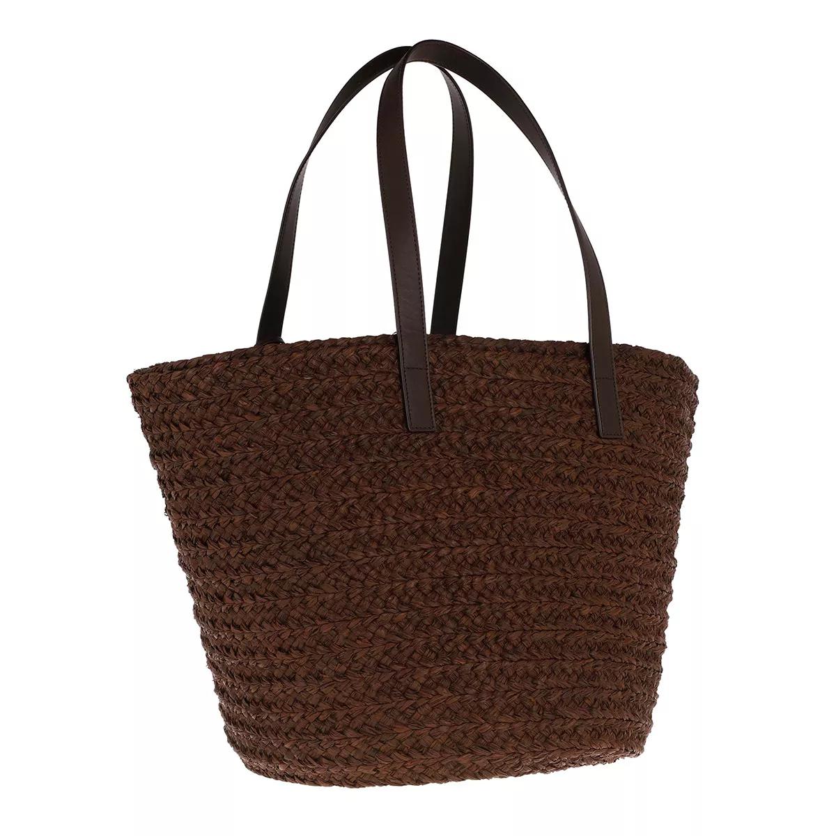 Saint Laurent Shoppers Medium Panier Bag Raffia in bruin