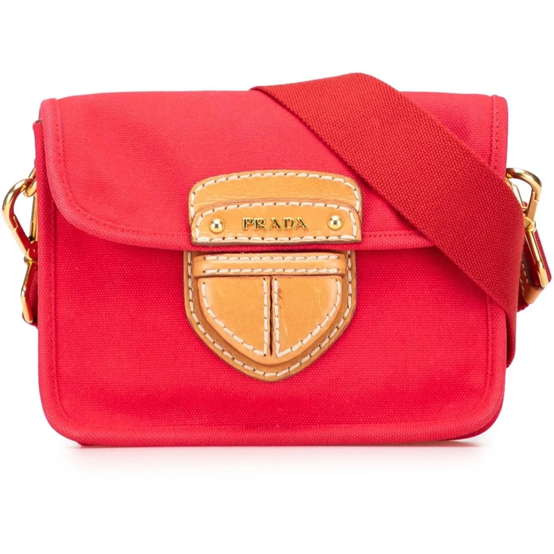 Prada Schultertasche Canapa Righe Crossbody rot