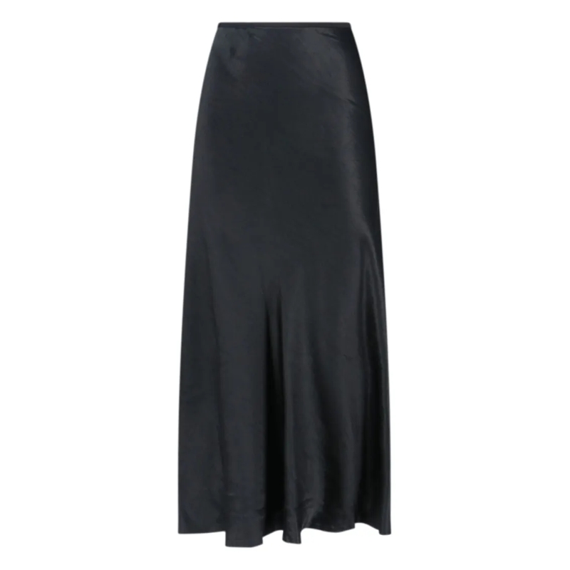 Maison Margiela Midirock Midi Satin Skirt With Pleated Hem Black