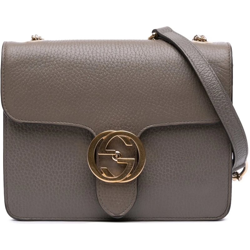 Gucci Schultertasche Small Dollar Calfskin Interlocking G Crossbody braun