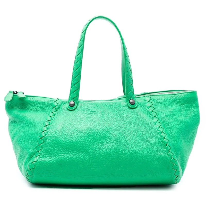 Bottega Veneta Shopper Intrecciato Trimmed Cervo Tote grün