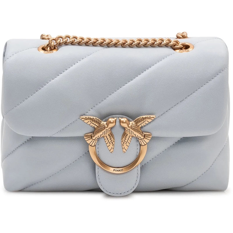 Pinko Schultertasche Borsa Love Puff Mini con Patta e Catena grau