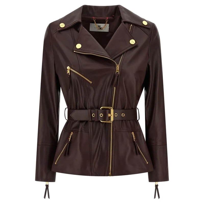 Elisabetta Franchi Veste en cuir Jackets Merlot rot