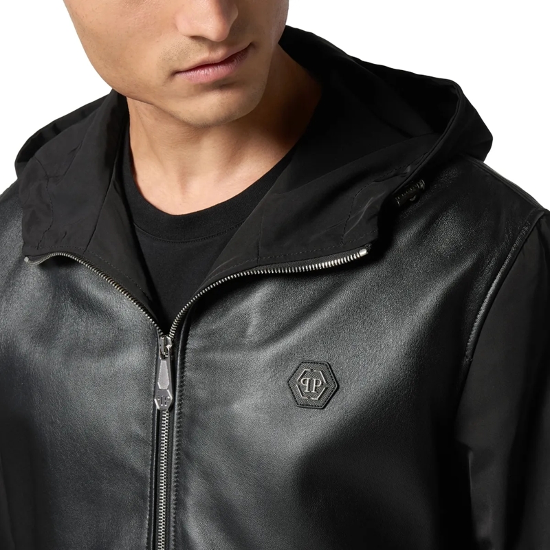 Philipp Plein Lederjacke Jacke schwarz(Image 4)