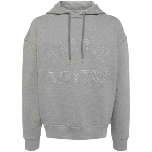 Maison Kitsune Hoodie Beluga Grey Cotton Drawstring Hoodie Grey