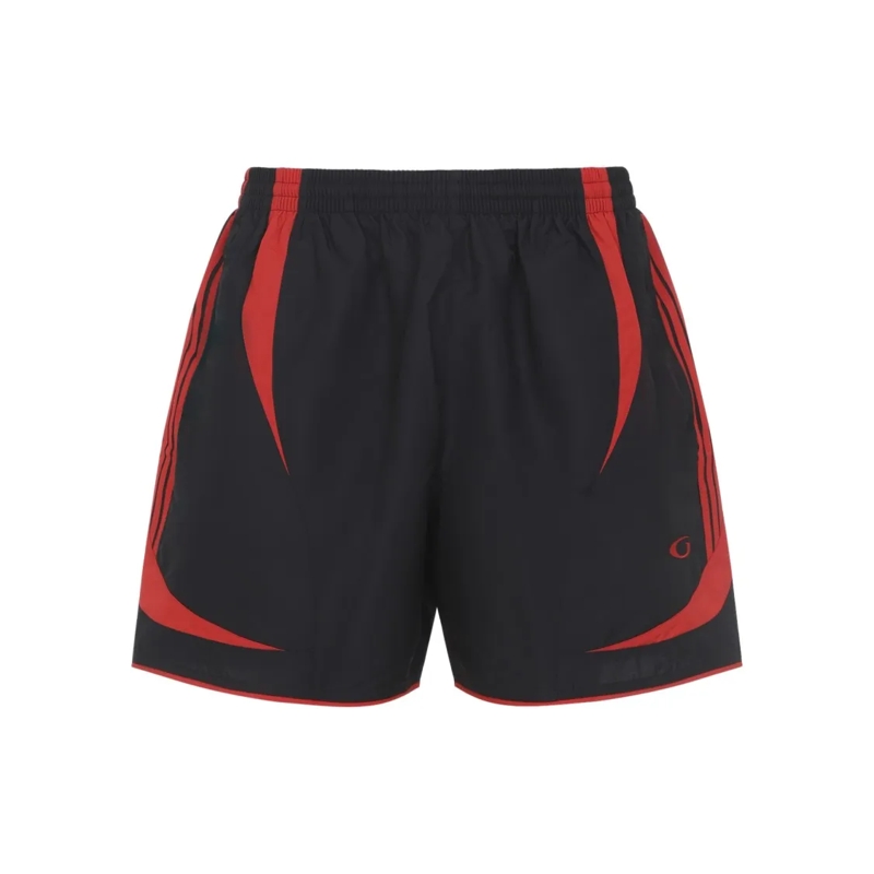 Balenciaga  Black Swim Shorts With Bold Red Accents And Elasti Black