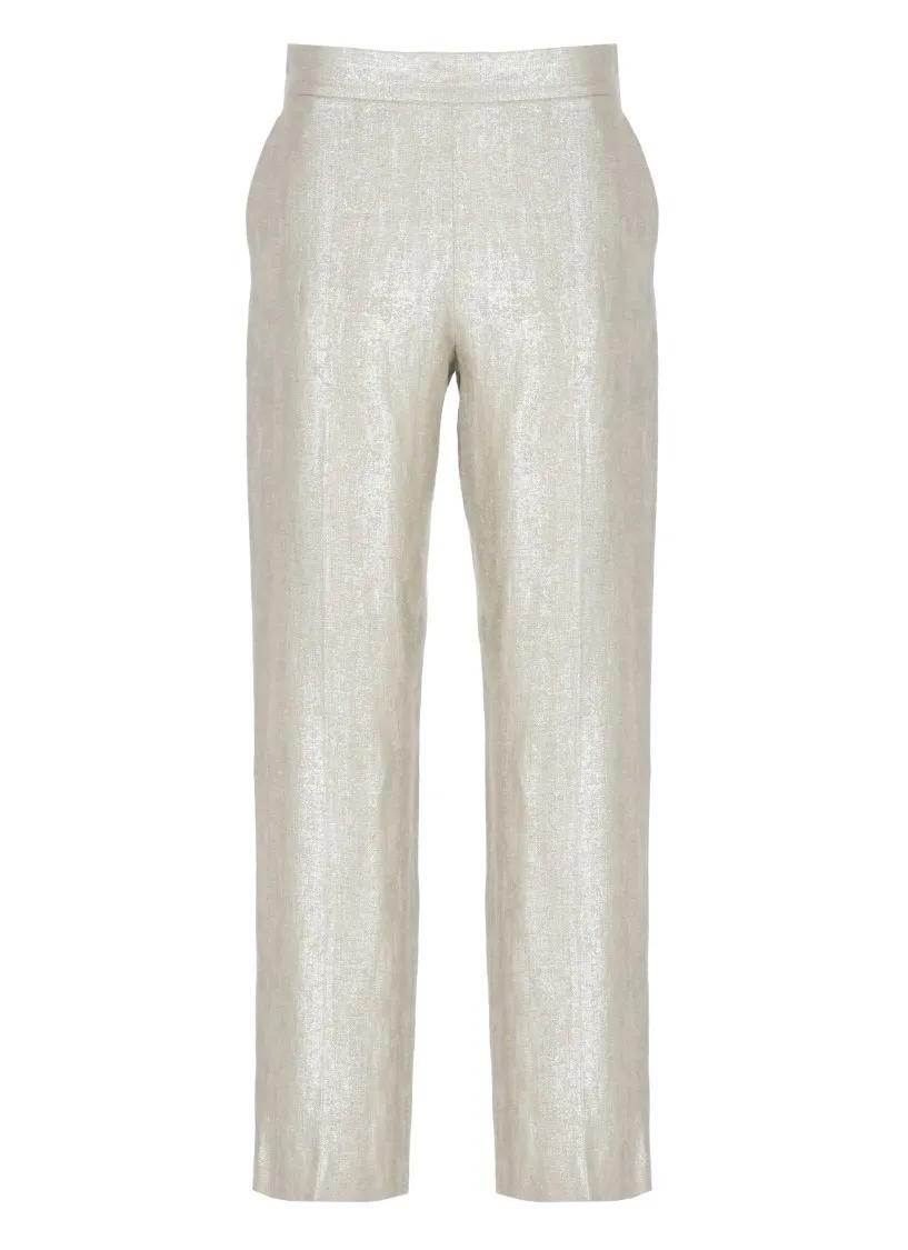 パンツ Antonelli Wide Leg Gold Linen Pants With Side Zip Antonelli Wide Leg Gold Linen Pants With Side Zip Neutrals