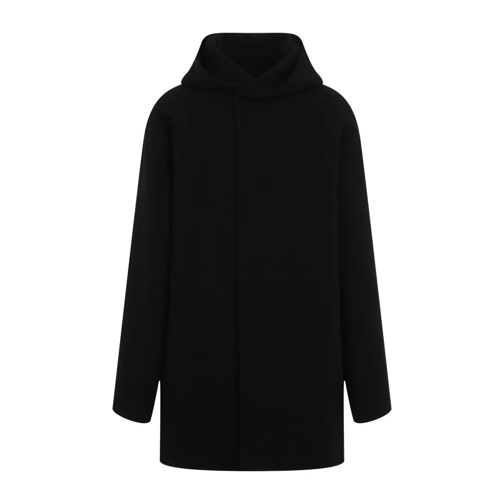 Rick Owens Overgangsjas Hooded Robe Black Cashmere Coat Black