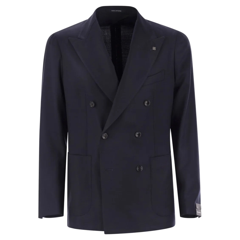 Tagliatore Blazer Double-Breasted Virgin Wool Jacket Blue
