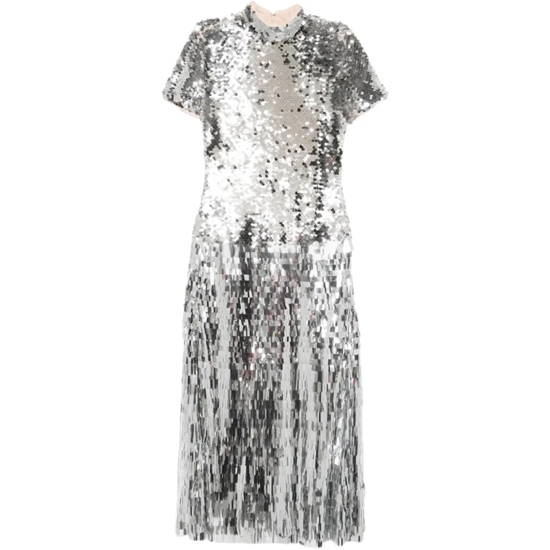 Self Portrait Maxikleid dress silver silber
