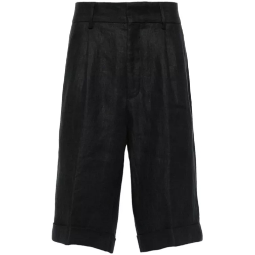 Peserico Pressed-Crease Linen Shorts Blue 