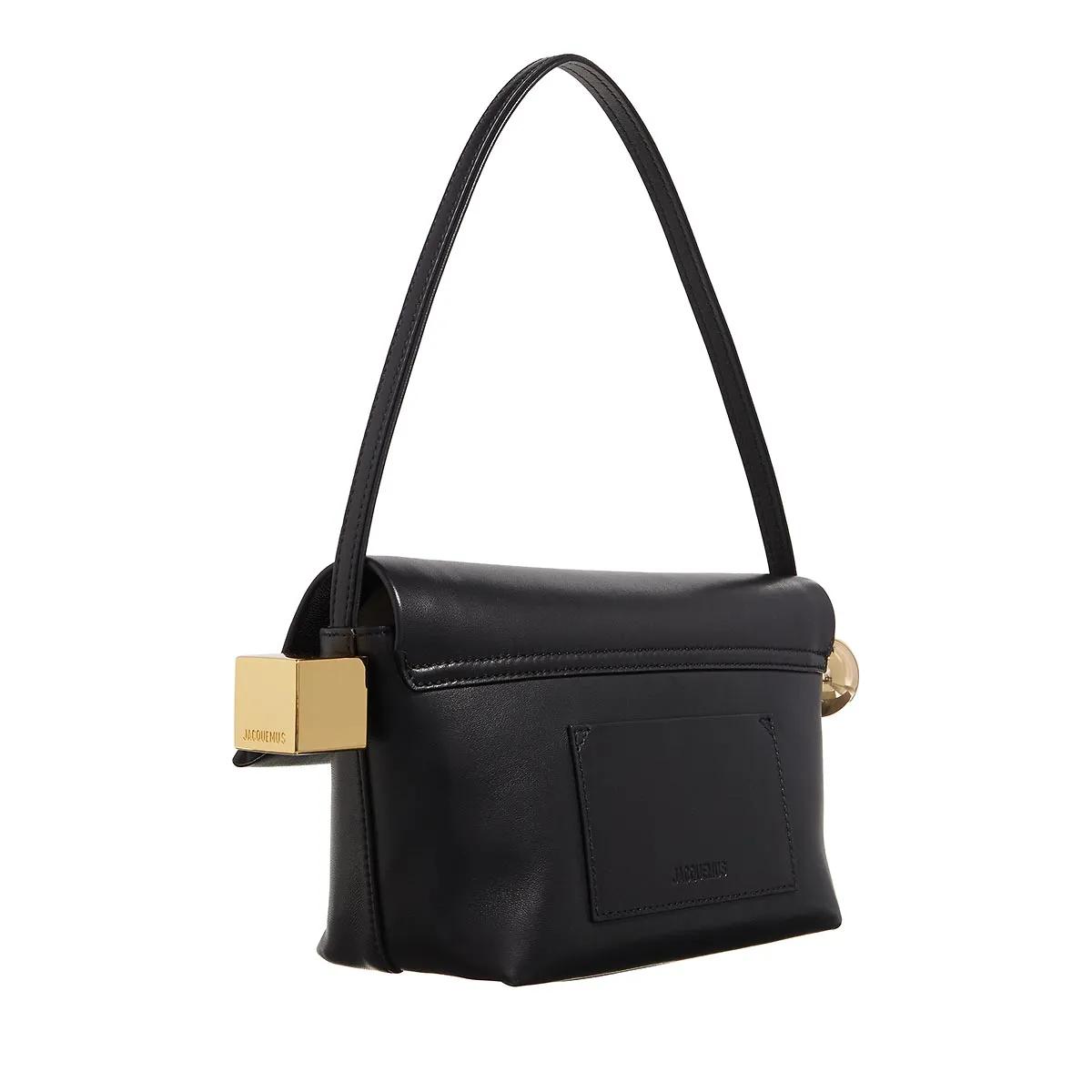 Jacquemus Zwarte Leren Tas Dubbel Draag Black Dames