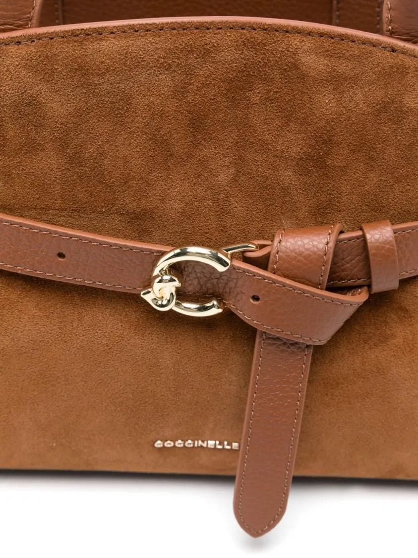 Thumbnail - Coccinelle Crossbody Bags - Structured Brown Calf Suede Handbag With Gold-Tone - Gr. unisize - in Braun - für Damen
