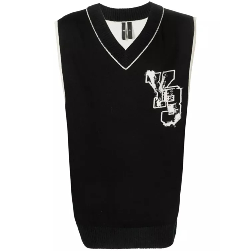 Y-3 White/Black Logo-Knit Vest Black 