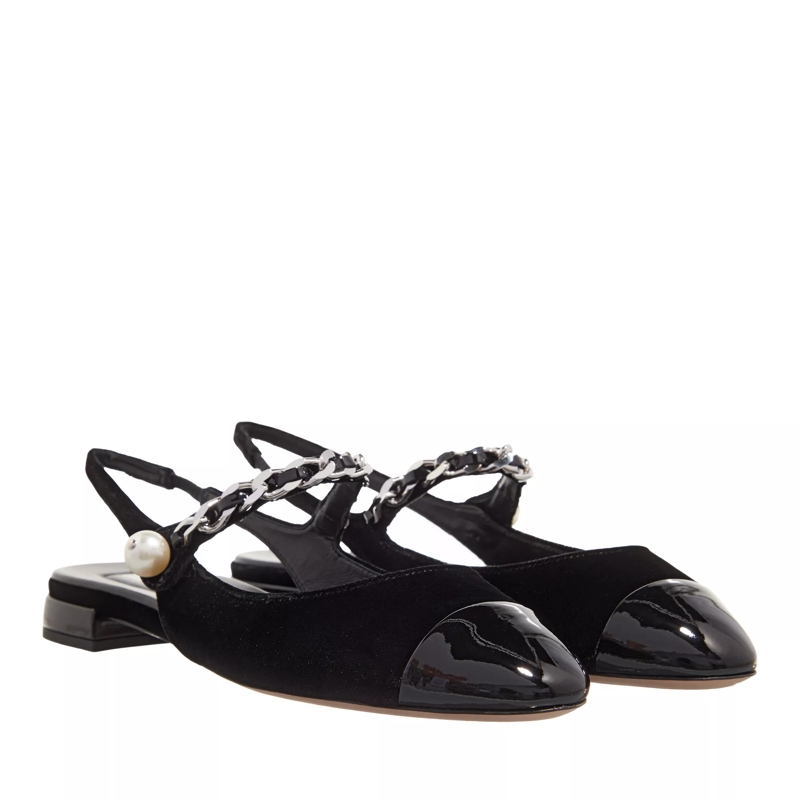 Miu Miu Ballerinas Ballet Flats In Velvet And Patent Leather Black