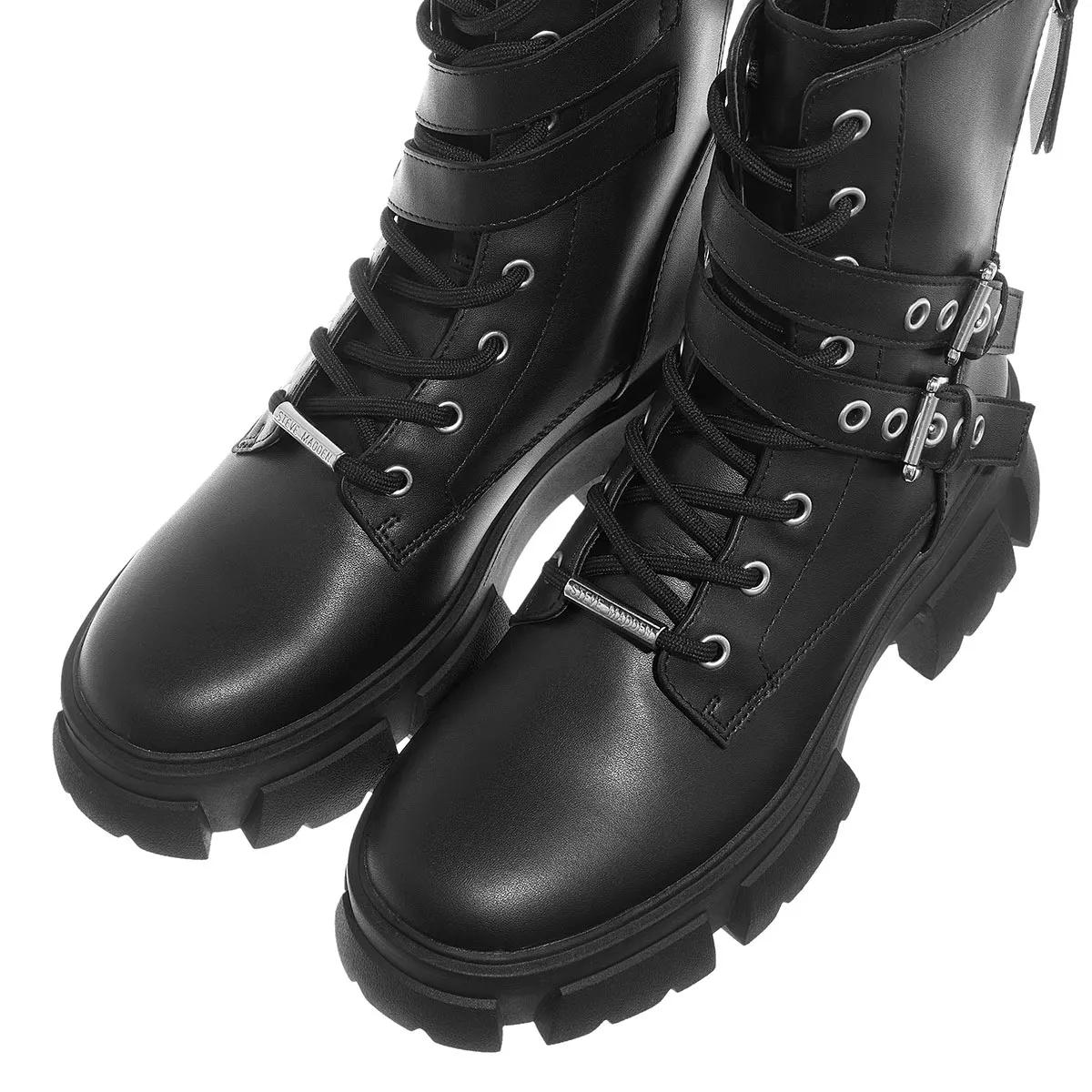 Steve Madden Traction Black Action Leather Biker Boot