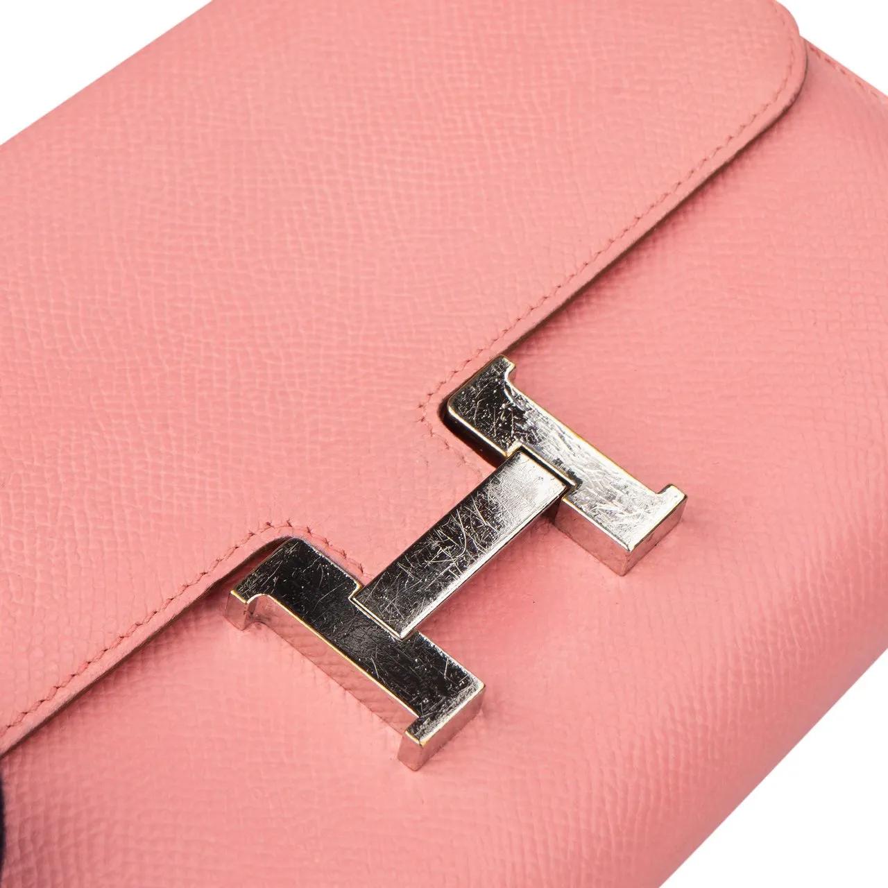 Thumbnail - Hermès Portemonnaie - Hermes Pink Epsom Leather Constance Wallet - Gr. unisize - in Rot - für Damen