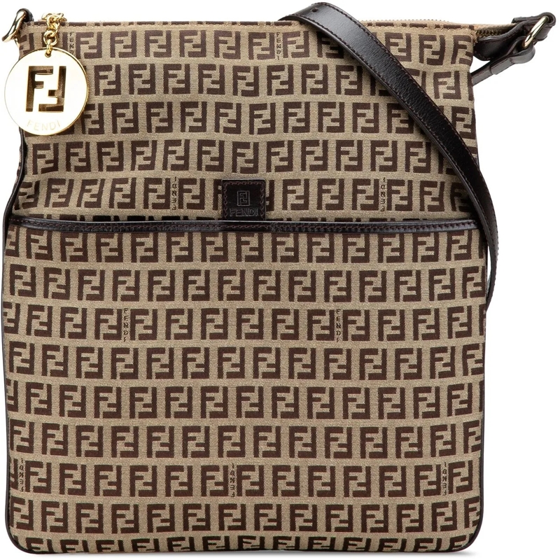 Fendi Schultertasche Zucchino Canvas Crossbody braun