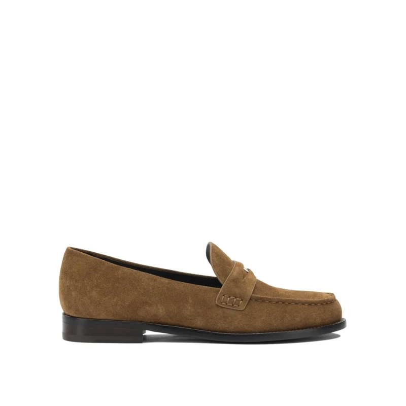 Tory Burch Ballerinas Classic Penny Loafers In Soft Bovine Suede Brown