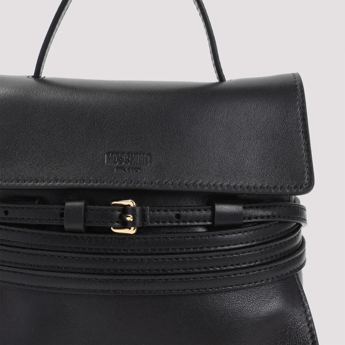 Thumbnail - Moschino Hobo Bags - Black Leather Handbag - Gr. unisize - in Schwarz - für Damen