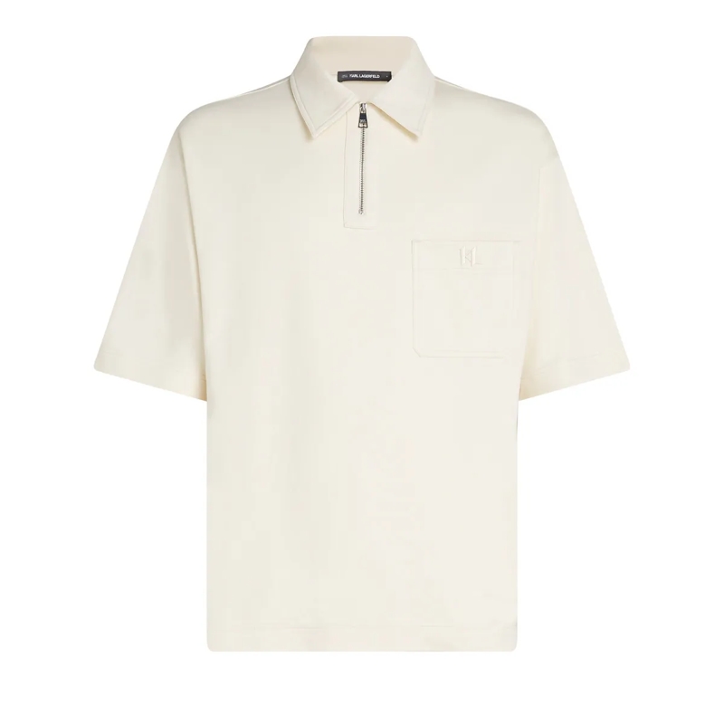 Karl Lagerfeld T-Shirt KL MONOGRAM POLOSHIRT MIT REISSVERSCHLUSS creme