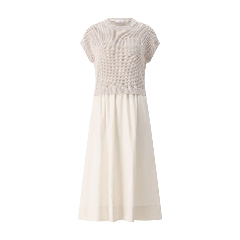 Peserico Robe longue Midikleid im Material-Mix braun(Image 11)
