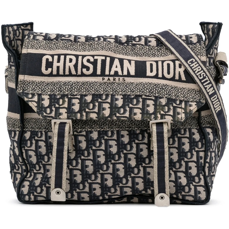 Christian Dior Schultertasche Oblique Diorcamp blau