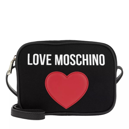 Love Moschino Canvas+Pebble Pu Crossbody Bag Nero Crossbodytas